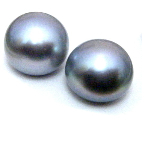 Grey 12-13mm Half Drilled Button Pair